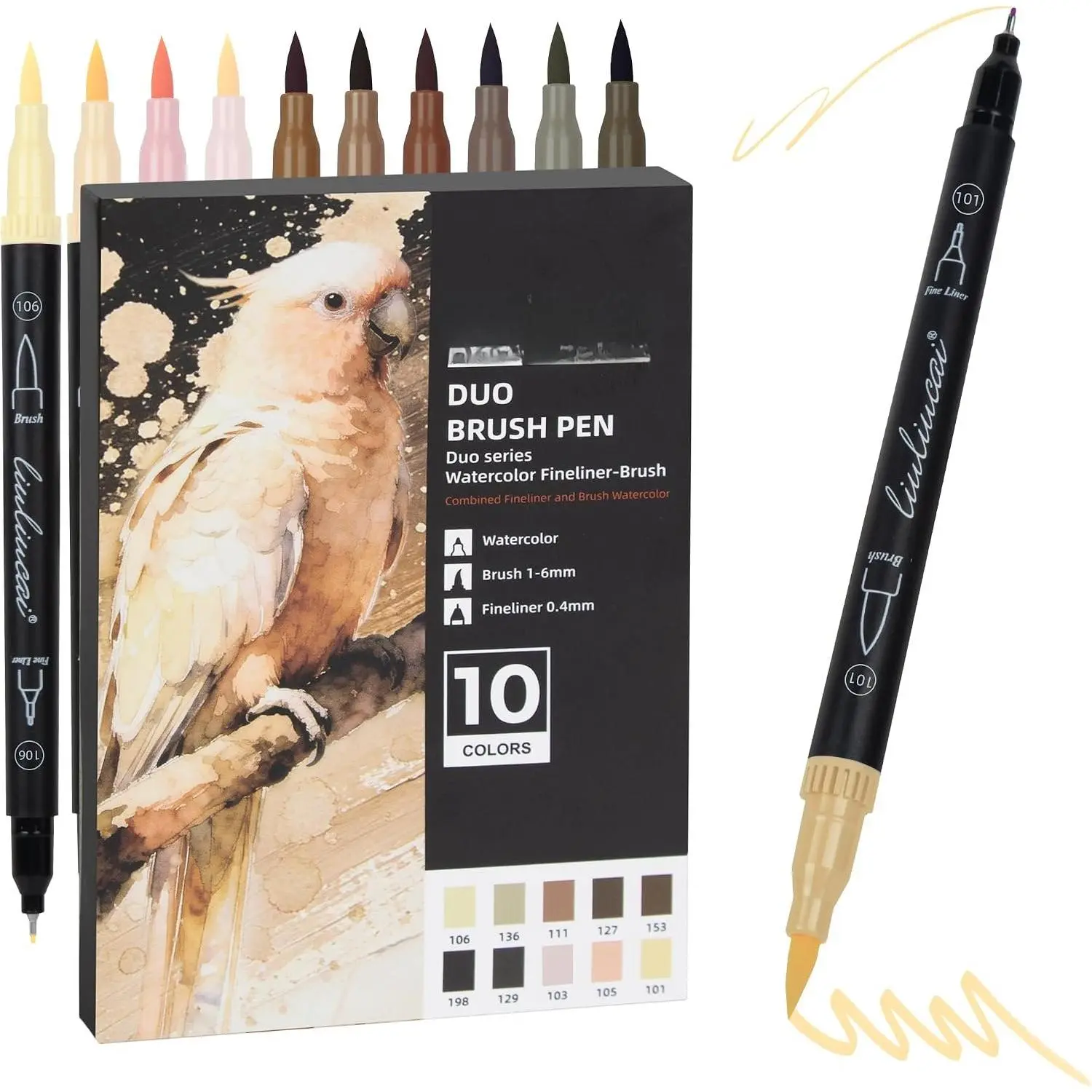 10  Tone  Marker, Fine & Brush Tip Pens for Coloring |  Color Markers,  Tone Pen for Realistic Portraits, Character Design,  Sketching, Hair Outlining, Manga