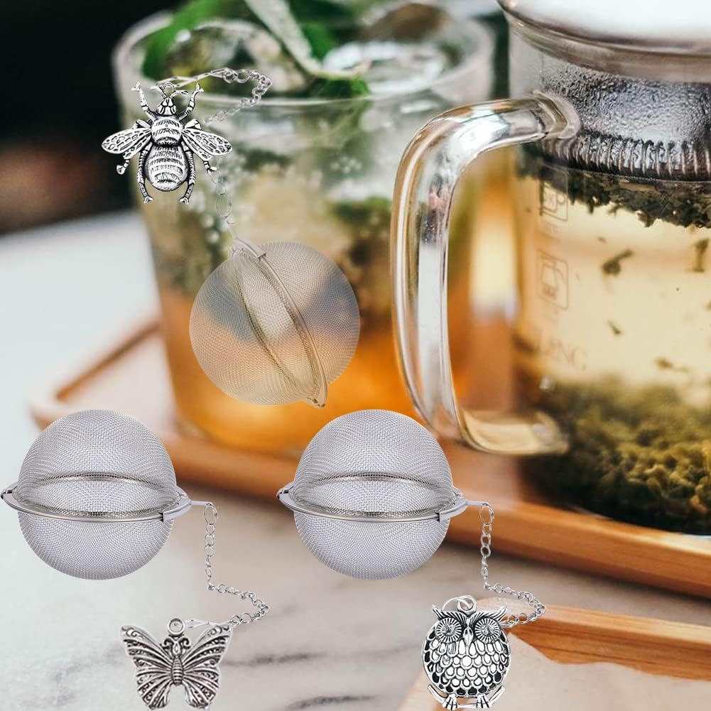 Infusers for Loose  3 Sets  Infuser Loose Leaf  Steeper  Stainless Steel Ball Mesh  Strainer Filters with Metal Pendant (Metal )