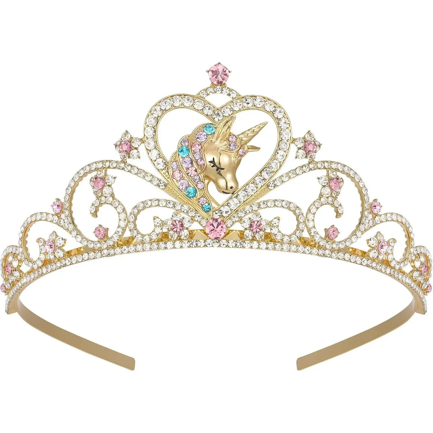 Unicorn Crown Princess Tiara for Girls - Toddler Unicorn Headband Hair Accessories for Halloween Party Wedding CosplayGift