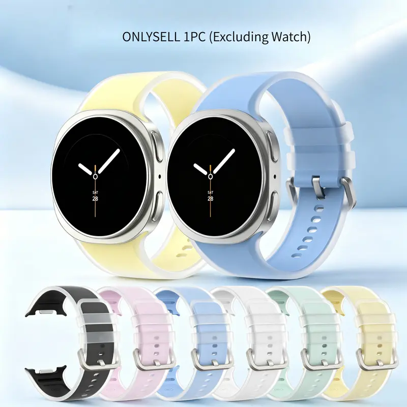1pc Two-Tone Jelly Silicone Replacement Watch Band Compatible With Samsung Galaxy Watch 9 40mm 44mm, Galaxy Watch 8 40mm 44mm, Galaxy Watch 8 Classic 46mm Soft Adjustable Sports Wrist Strap For Men Women (Watch Not Included)