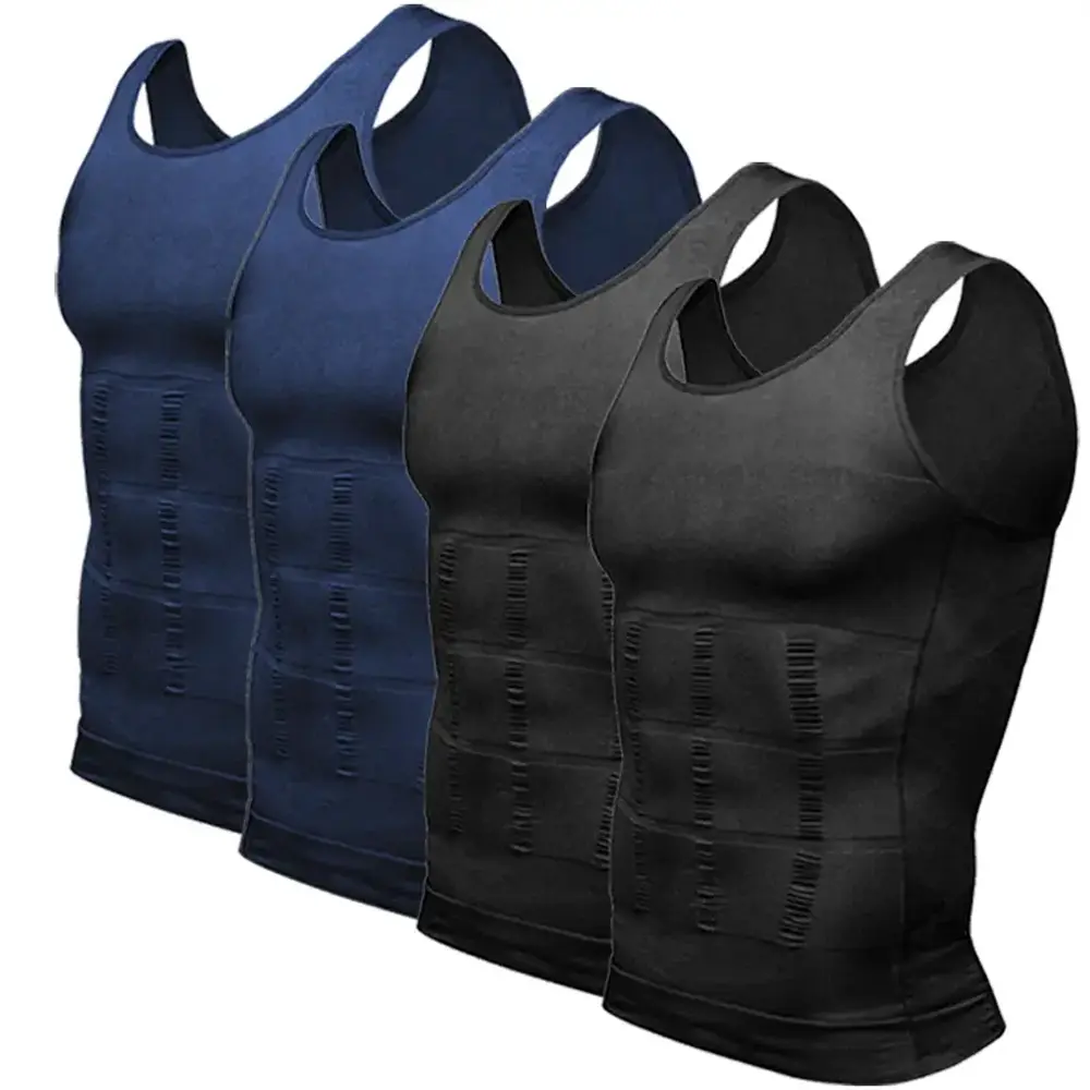 2/3 PACK Men Body Shaper Round Neck Compression Vest Men Shaping Body Undershirt Men Sleeveless Running