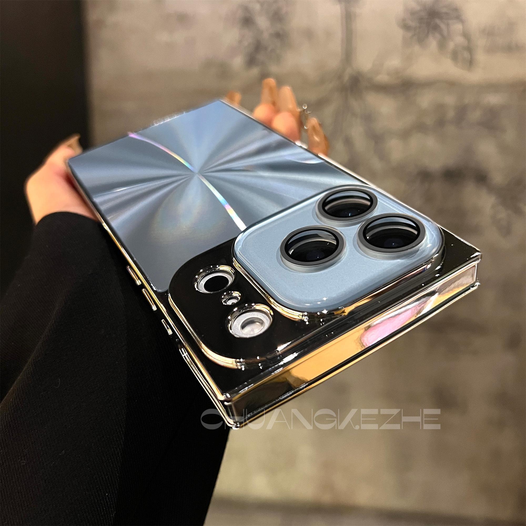 High-quality Square Aurora Electroplated Frame Case for iPhone 17 Pro Max 16 15 14 13 with HD Lens Protector & Crystal-Clear Camera Protection Casing Cellphone Protective  Smartphone Cover