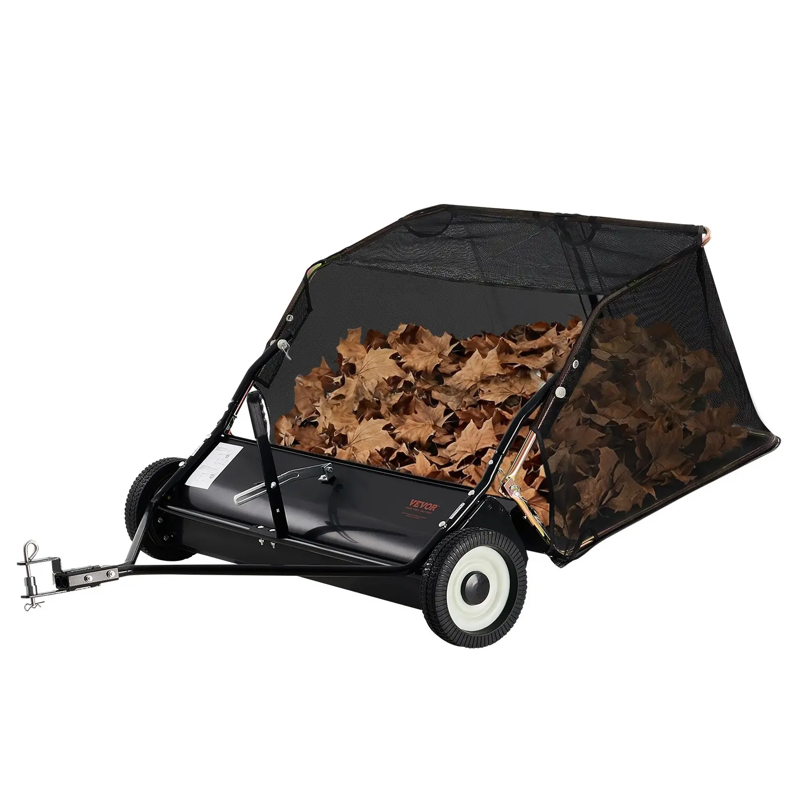 VEVOR 42-inch Lawn Sweeper Tow Behind, 12 cu. ft. Large Pull Behind Grass Sweeper, Heavy Duty Leaf Grass Collector with Dumping Rope Design, Adjustable Sweeping Height for Picking Up Debris Grass