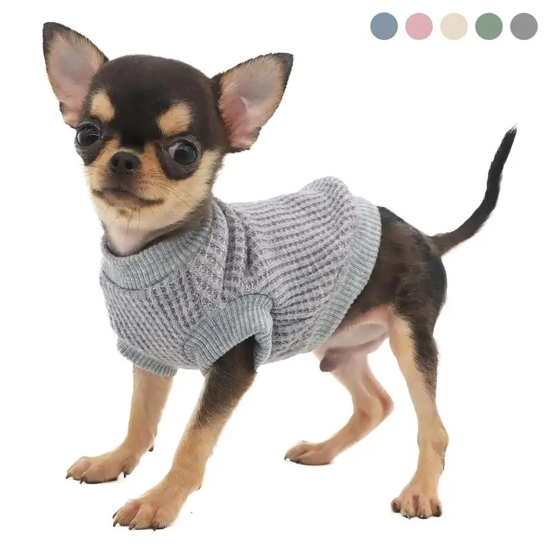 Lightweight Ribbed Knit Pet Sweater, Comfort Small Breed Dog Clothing, Pullover Outfit for Chihuahua Yorkie Puppies, Nylon Fabric, One-Piece