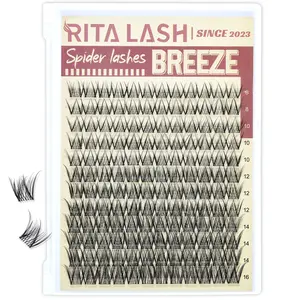 RITALASH 144PCS Wispy Spider Lash Clusters, Natural Breeze Eyelash Clusters D Curly Lashes Cluster 8-16mm Spider Cluster Eyelash Extensions Reusable Venus Individual Lashes for Beginners DIY at Home