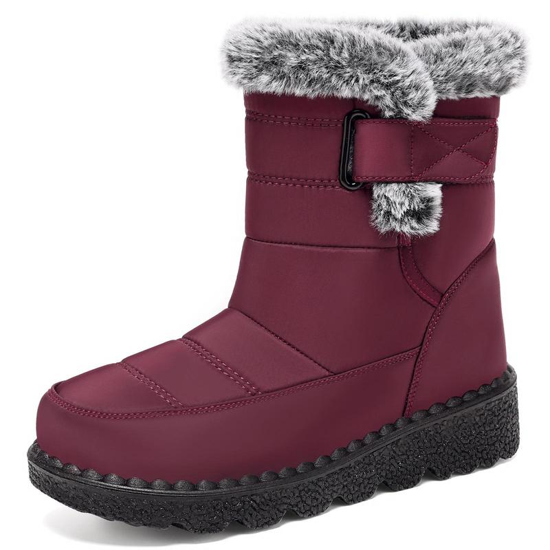 Snow Boots for Womens Winter Shoes: Warm Fur Lining Mid Calf Boots Women Anti Slip Waterproof Comfortable Outdoor Boot Women's Warm Winter Snow Boots Ankle Boots  for Outdoor Adventures