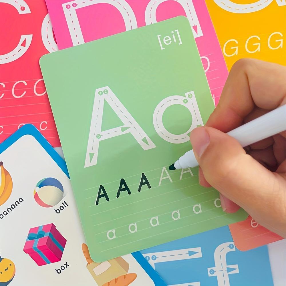 Alphabet/Number/Math Learning Card, 36pcs/set Learning Card with Erasable Pen, Learning Card for Preschoolers & Kindergarten Learning Activities, Visual Stimulation Cards