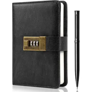 Journal with Lock, Diary with Lock, Password Notebook with Pen & Gift Box - Perfect for Men and Women, 4.3X 6.18in Black Keep Your Secrets Safe
