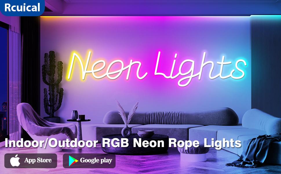 Led Neon Rope Lights 60FT,Control with App/Remote,Flexible Led Rope Lights,Multiple Modes,IP68 Outdoor RGB Neon Lights Waterproof,Music Sync Gaming Led Strip Lights for Bedroom Indoor