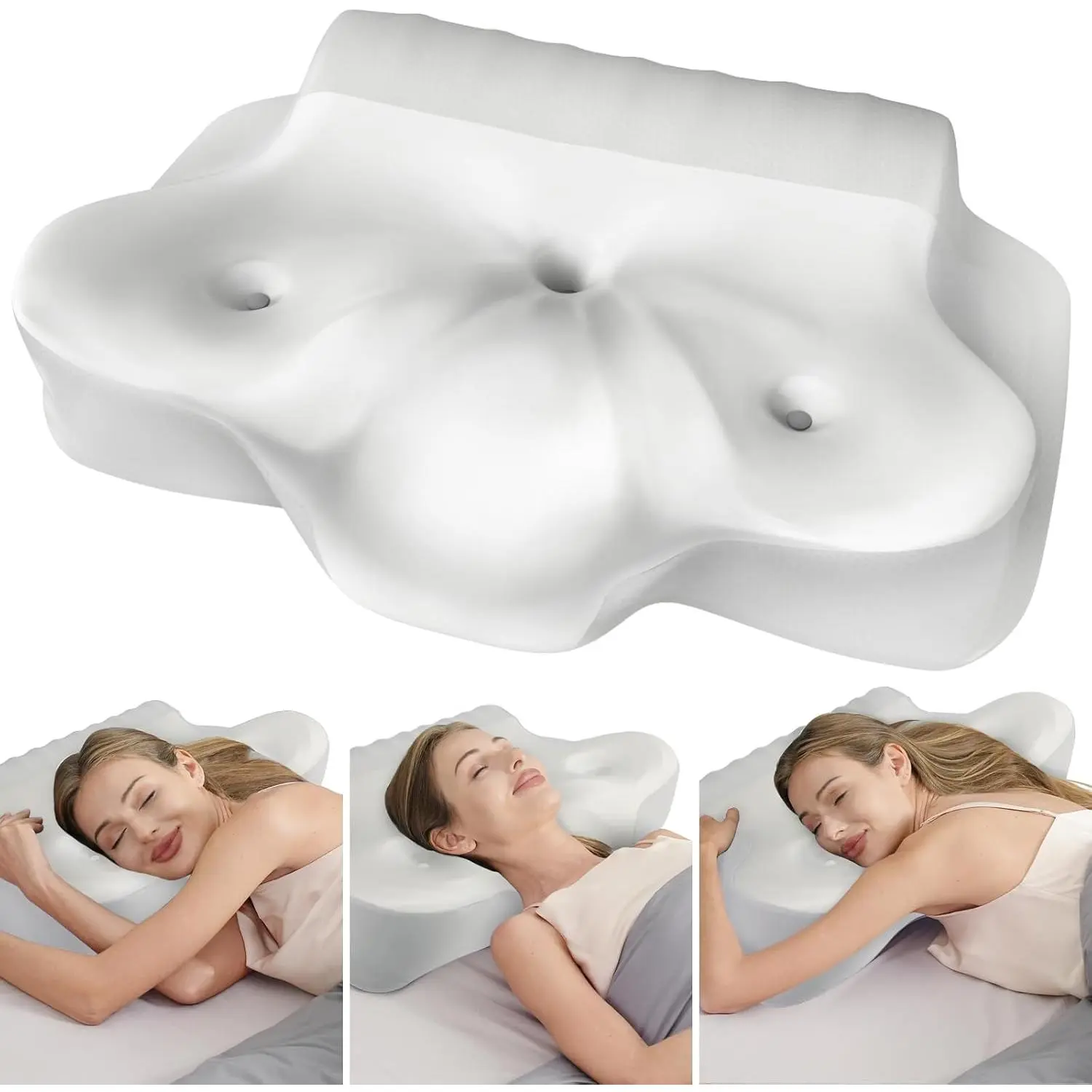 Memory Foam Cervical Neck Support Pillow,Contour Cooling Gel Pillow for Neck Shoulder Pain Relief,Odorless Ergonomic Orthopedic Adjustable Deep Sleep Bed Pillow for Side,Back,Stomach Sleepers