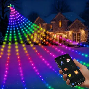 16.4FT 317LED Christmas Lights Outdoor with , APP RGB Waterfall Tree String Lights, DIY  Sync Timer Dimmable Modes,  Fairy Christmas Lights for Holiday Yard & Garden Decoration
