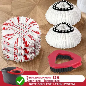 Triangle Rotating Mop Head Replacement Set (compatible), Compatible with O-Cedar Spin Mop, Single Water Tank System, Super Absorbent Microfiber, Microfiber Mop Heads, Cleaning