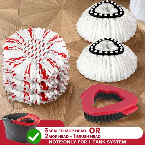Triangle Rotating Mop Head Replacement Set, Spin Mop Replacements, Compatible with O-Cedar Spin Mop, 1-Tank System, Super Absorbent Microfiber Mop Heads