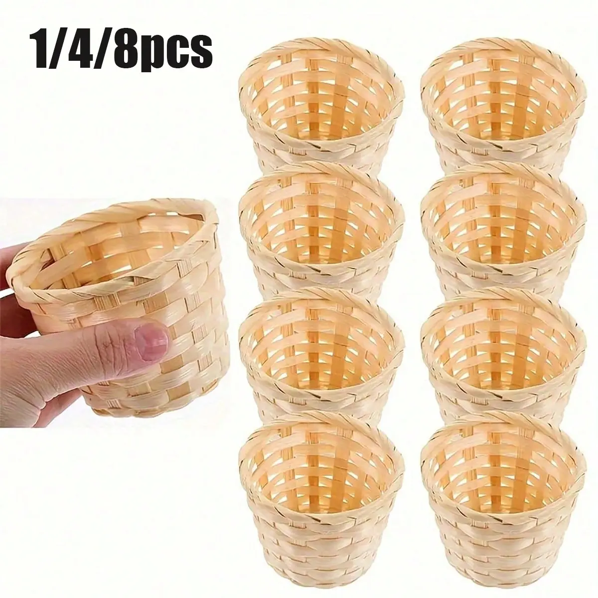 Mini Woven Bamboo Basket, Home Decorative Basket, Desktop Storage Box, Mini Flower Basket, Ideal for Parties, Weddings, General Use