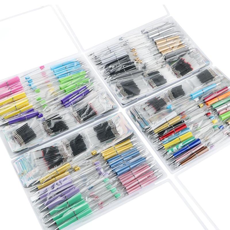Colorful Ballpoint Pen Kit, 100pcs/set DIY Ballpoint Pen Art Craft Kit with Accessories, Cute Stationery Supplies for School & Office