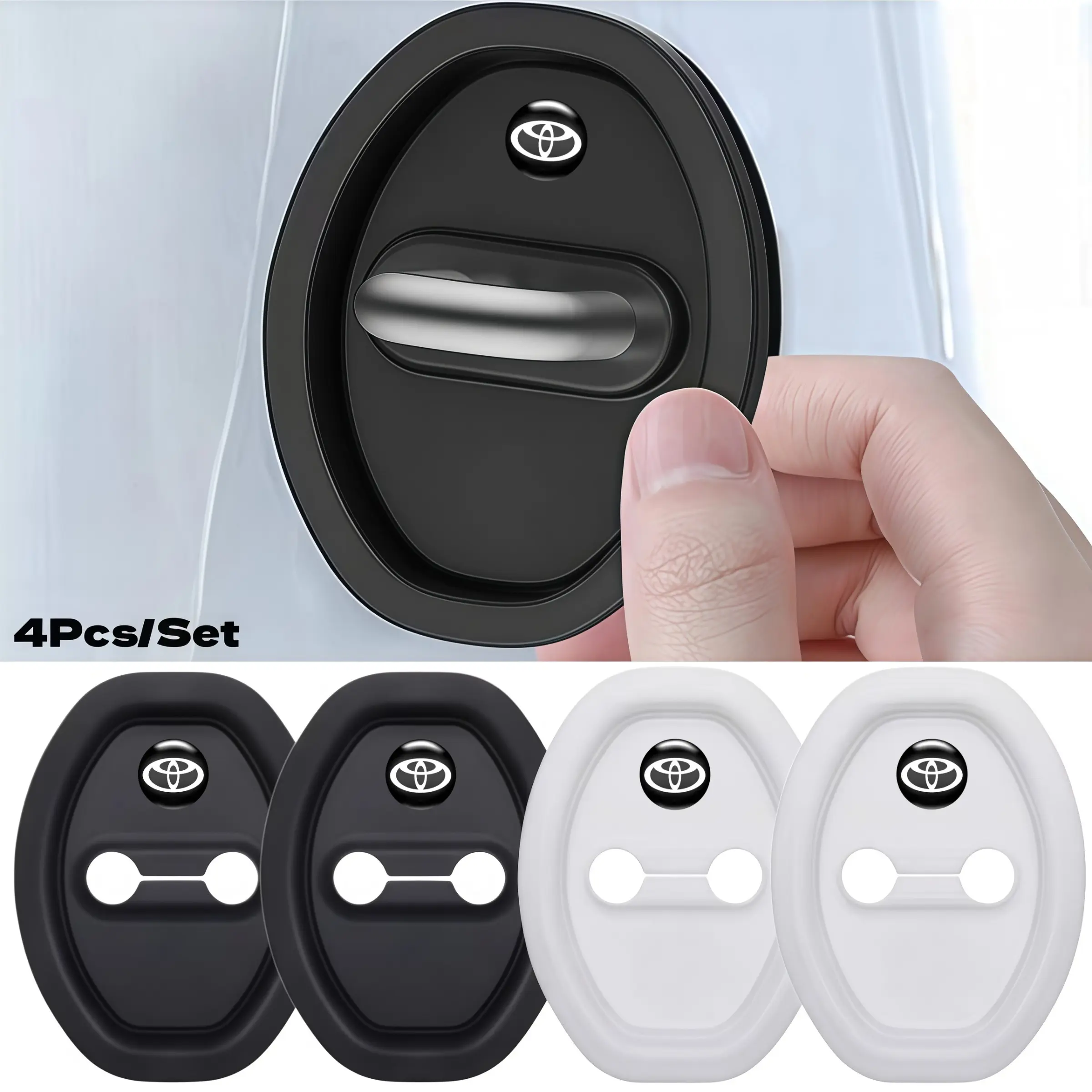 4 Pcs Car Silicone Door Lock Protector, Protection, Universal Fit Noise Reduction Shock Absorber Pad, Toyota Compatible, Auto Accessories