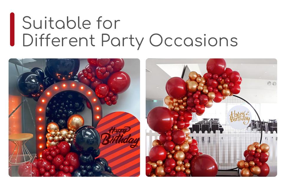 122pcs Dark Red Balloons Different Sizes, 18 12 10 5 inch Dark Red Balloon Arch Kit for Wedding Bridal Shower Birthday Party Decorations