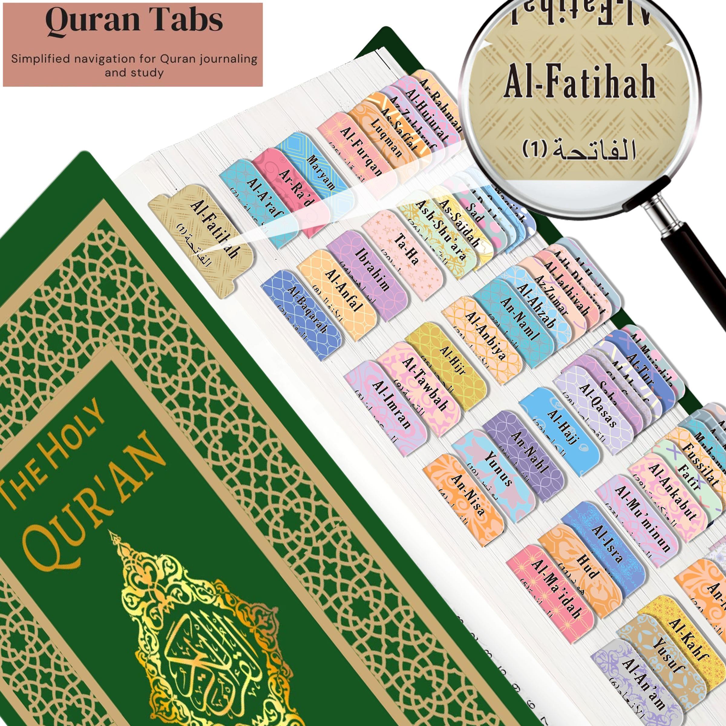 Self-Adhesive Quran Tabs, 120 Pcs/Set Tear-Resistant Surah Organizer Labels with Islamic Designs, Quran Study Accessories & Islamic Gifts, Bookmarks, Sticky Labels