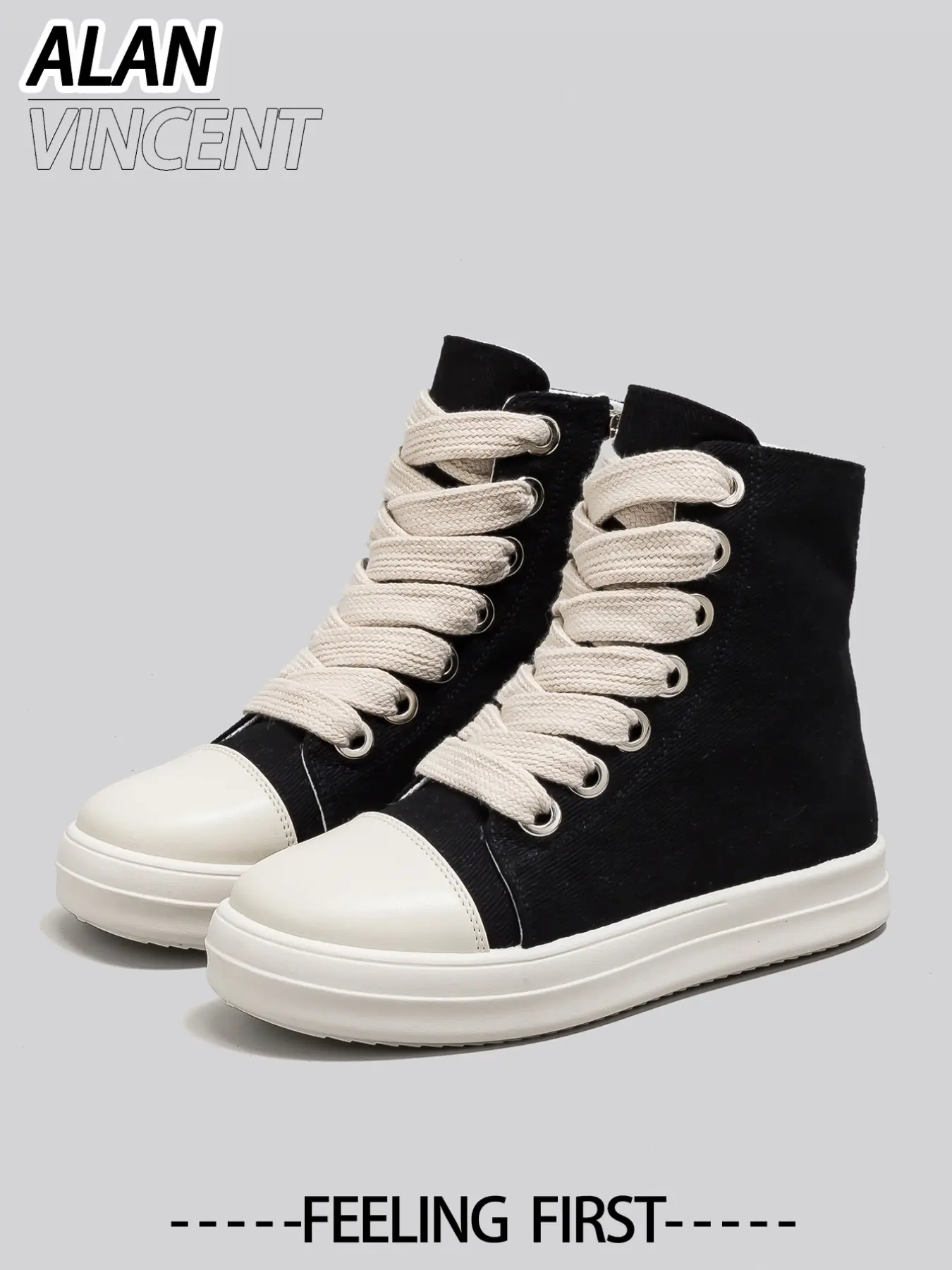 Women's New High Top Boots, Lace-Up Zipper Design, Flat Sole, Fashionable Fall & Winter Shoes, Casual Party Wear