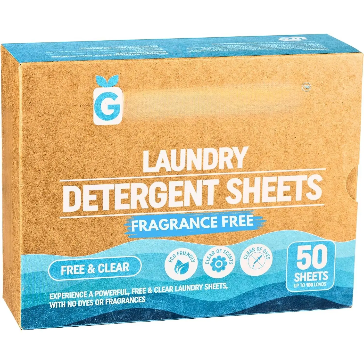 Free & Clear Unscented Laundry Detergent Sheets, Up to 100 Loads, , , Plastic-Free Packaging, Safe for  Machines