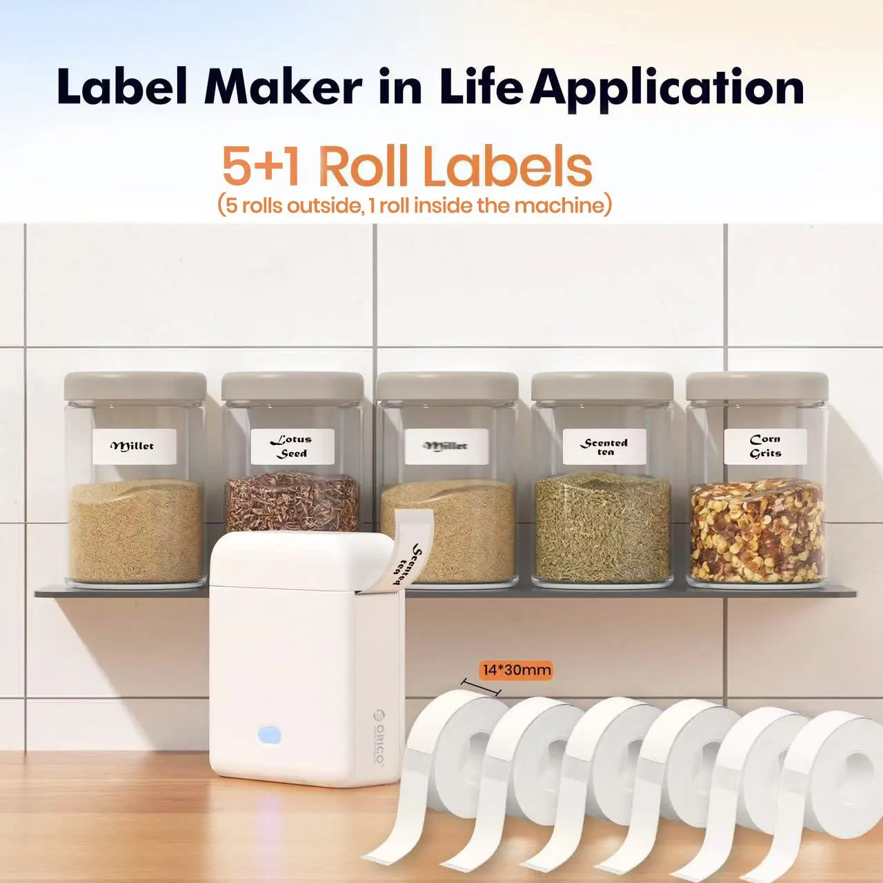 Portable Bluetooth Sticker Label Printer | USB-C Rechargeable, Compact, Lightweight & Portable Label Maker for Home & Office | High-Quality Printing for Organizing Containers, Files, Cables | Ideal Gift for Students & Professionals