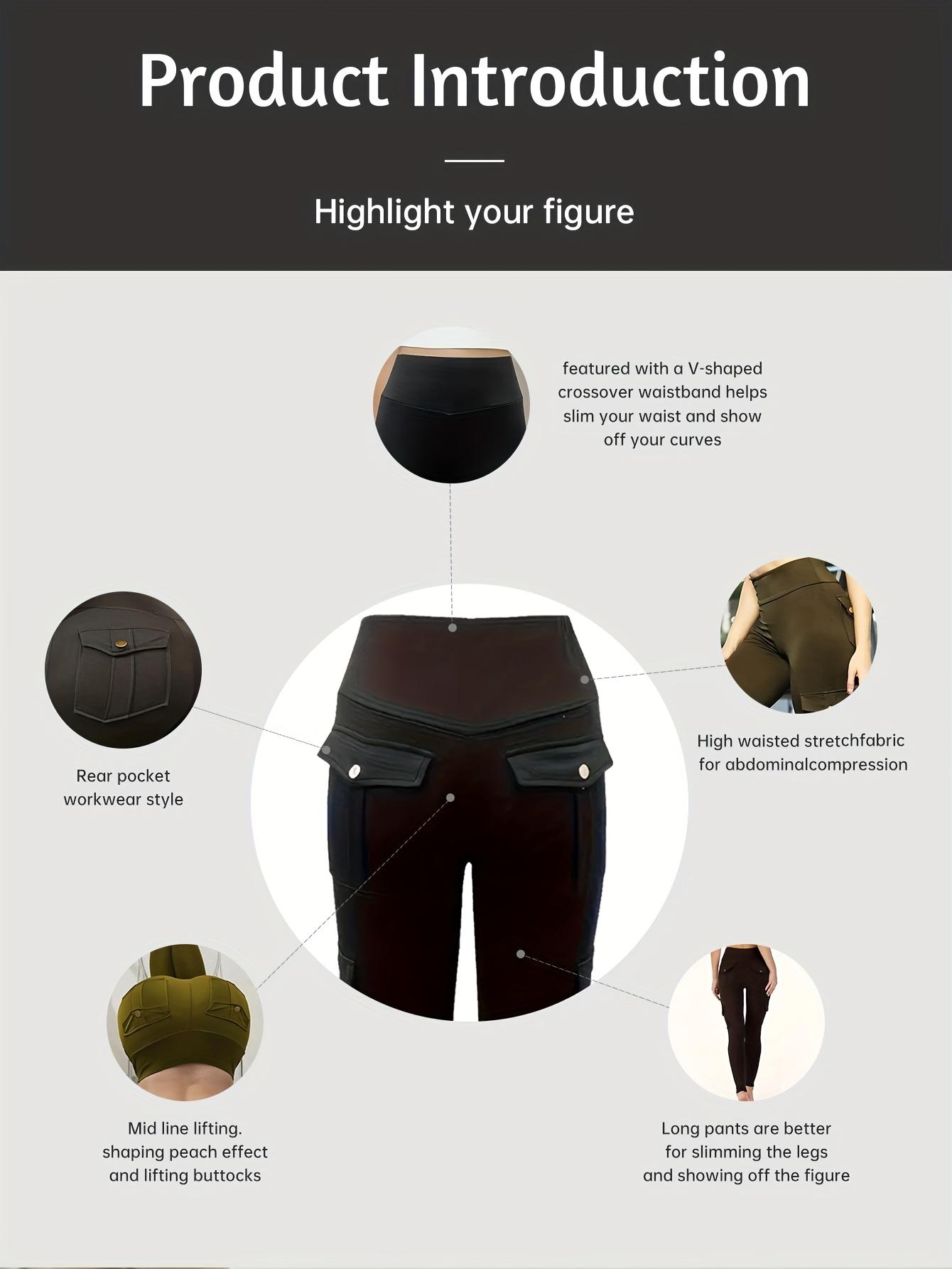 New3pcs Women's High-Waisted Yoga Pants with Hip Lift & Pockets - 90% Polyester 10% Elastane Stretchy Workout Leggings, Solid Color Extra-Long Tights for Running, Exercise, Gym - All-Season Comfort, Versatile Activewear |               Sleek Appearance |