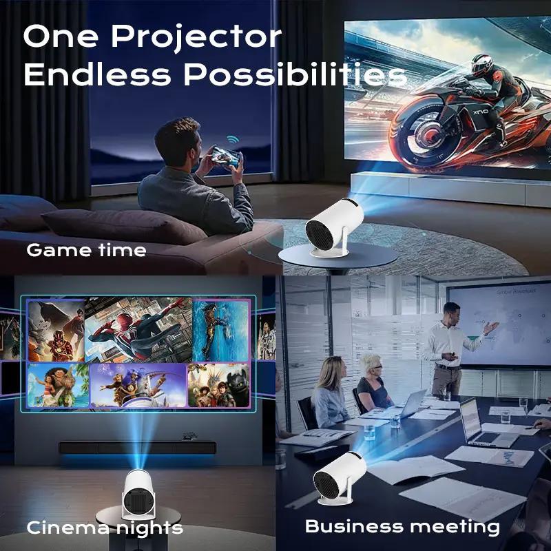 M5 Mini Projector with 8K Decode 290ANSI Lumens Auto Keystone Correction Dual-Band WiFi6 & Bluetooth5.4 Android 14 1280x720P for Home Cinema Portable Movie Theater Gift - Audio 4K/1080P Support