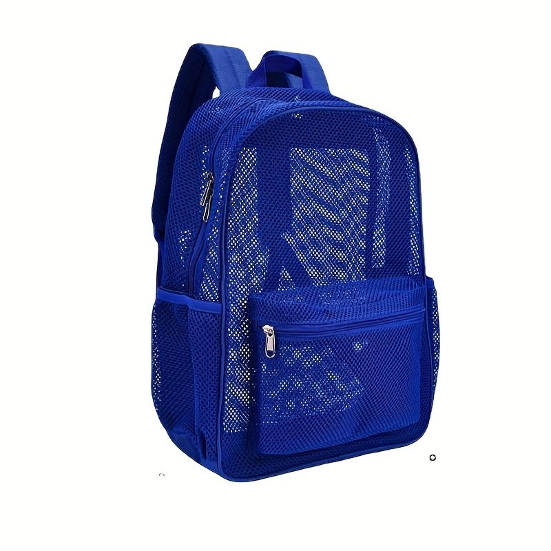 1pc Large Capacity Mesh Backpack - Durable Double-Shoulder Travel Bag with High Load-Bearing, Breathable Design, Simple Beach Bag for Outdoor Adventures and Daily Commute