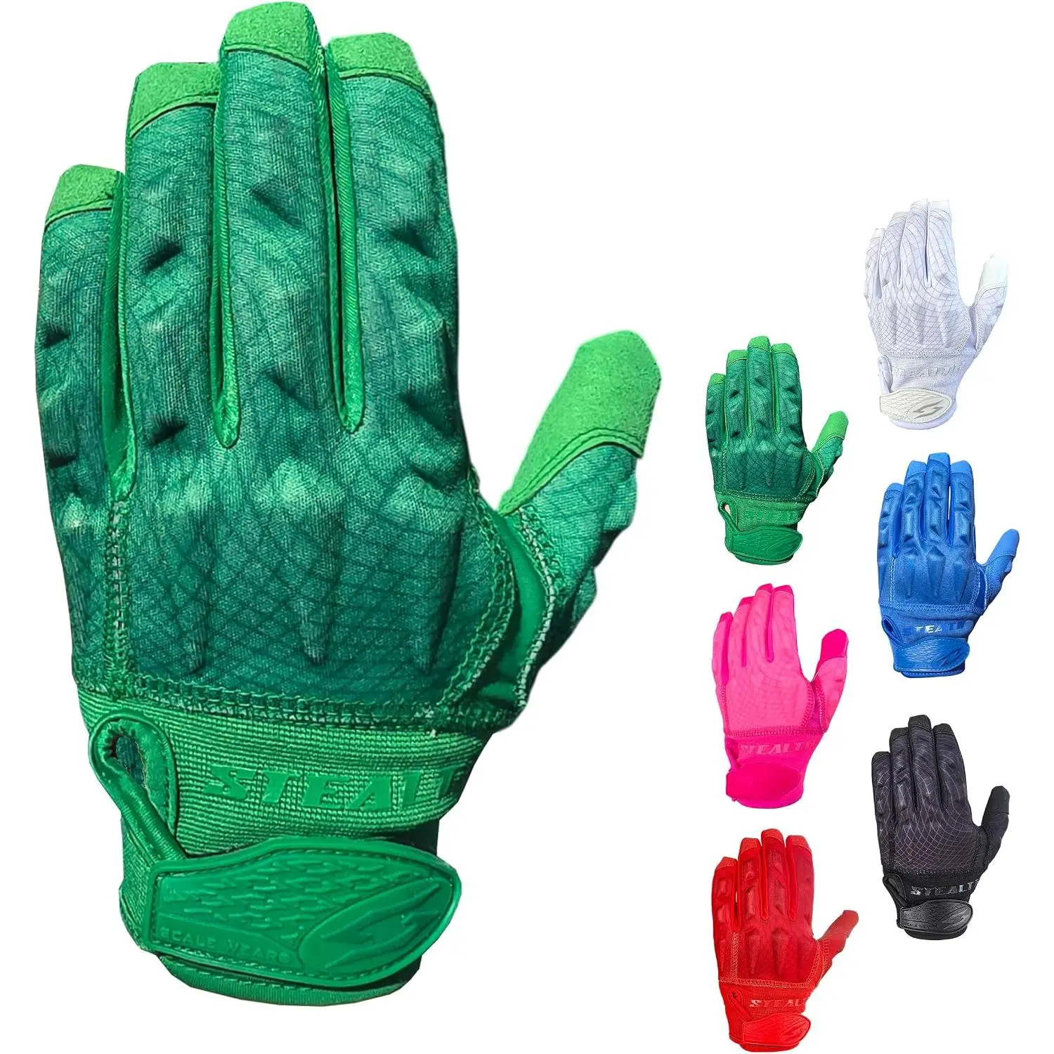 Stealth Padded Football Lineman Gloves| One Color Pro Reinforced Leather Palms Adult Mens Youth Sticky Boost Your Game