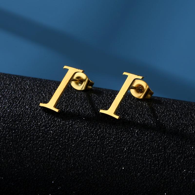 1 Pair Initials Earrings Stainless Steel 26 English Letters Personalized Letter Earrings for Men And Women Valentine'S Day Mother'S Day Thanksgiving Birthday Souvenirs