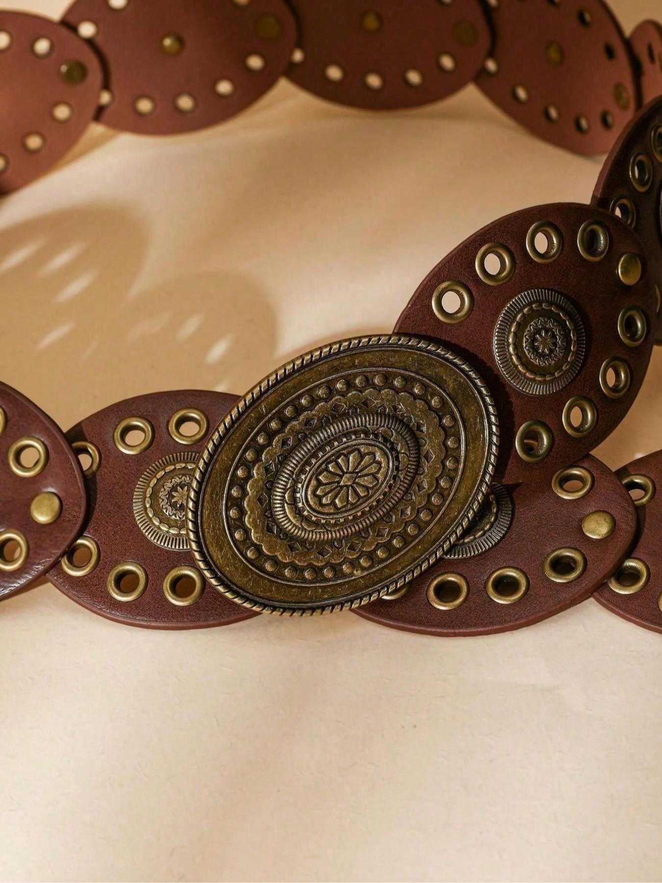 Boho Style Women's Waist Belt, Western Design, Perfect Accessory for Casual & Daily Wear, Fashion Patchwork Belt