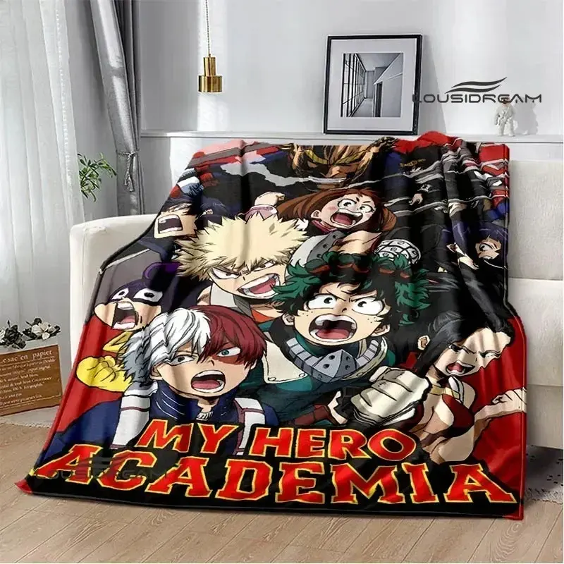 My Hero Academia Class 1A Group Flannel Blanket, Deku Bakugo Todoroki Full Character Print Throw Blanket, Anime Fan Sofa Bed Blanket