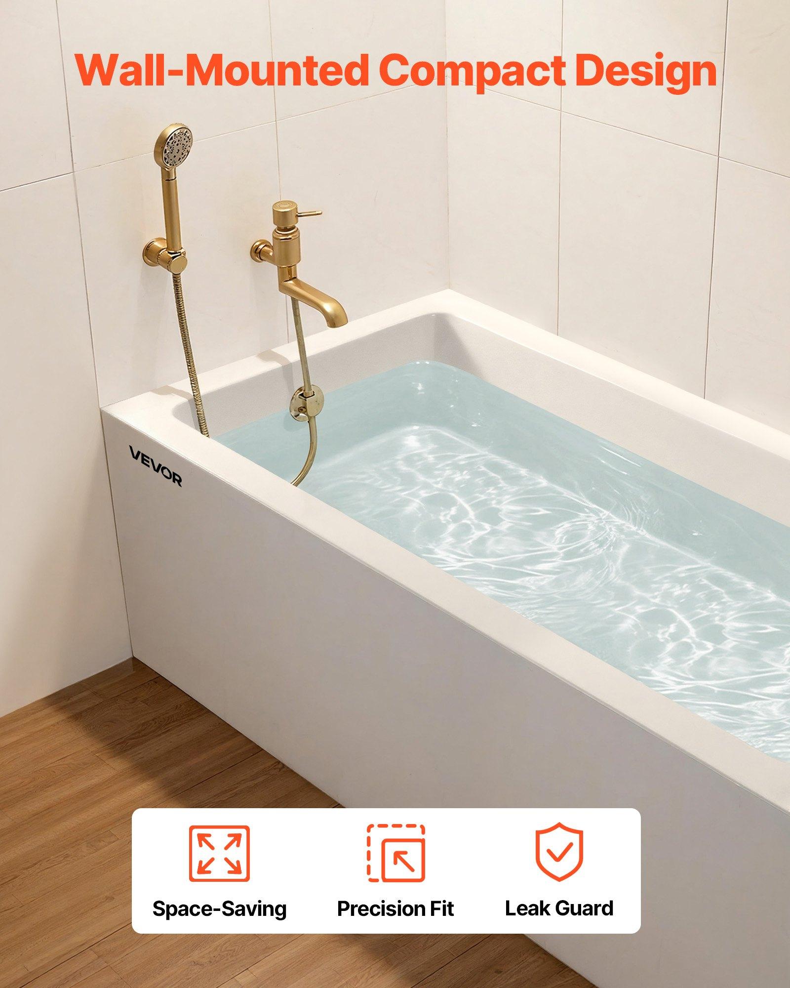 VEVOR Alcove Bathtub, 71.9" x 32" Contemporary Alcove Acrylic Bathtub, Soaking Bath Tub with Right Hand Drain & Overflow Hole, Large Rectangular Deep Soak Tub for Bathroom with Integral Flange, White