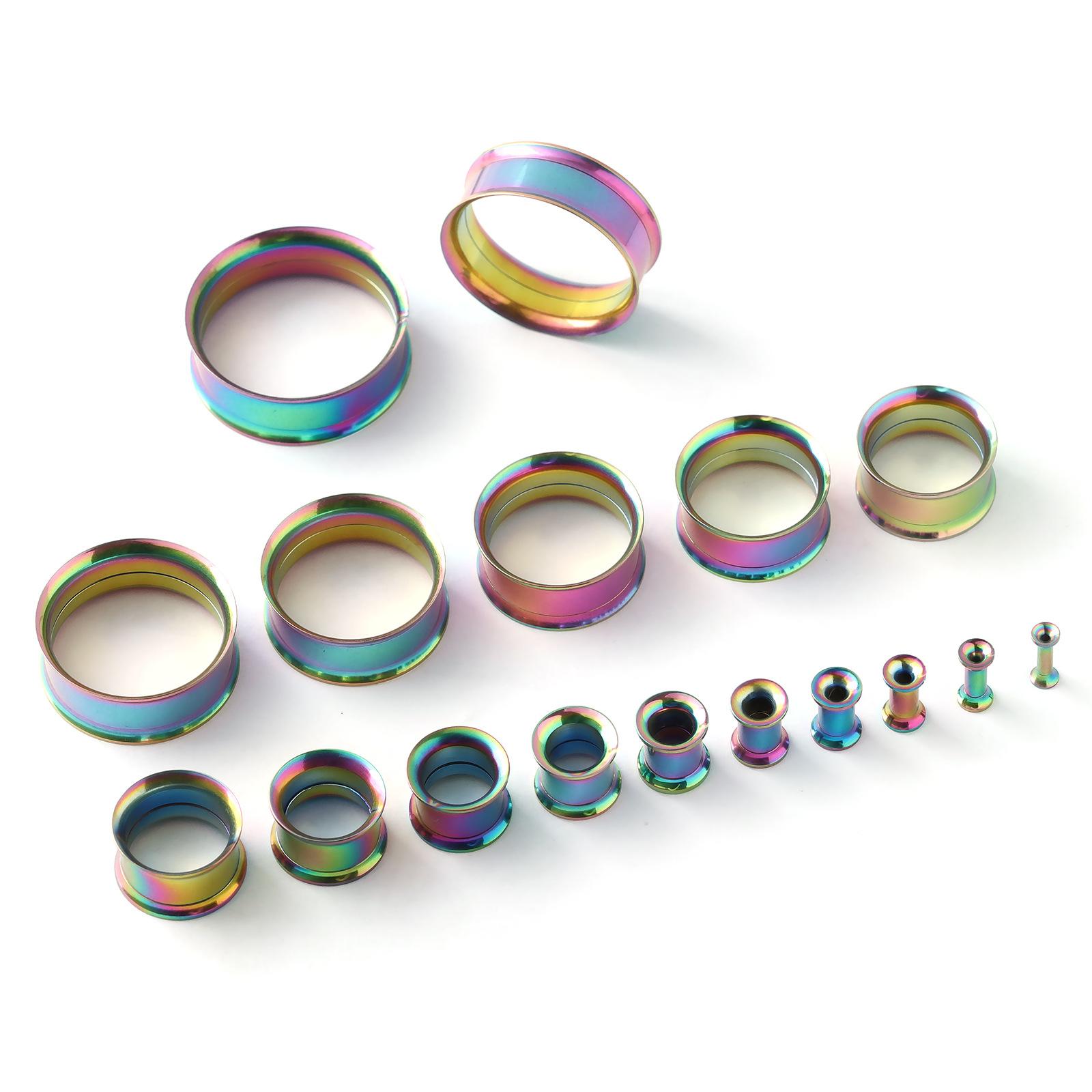 316L Stainless Steel Double Flared Ear Gauges Set, 2G-00G Ear Tunnels Plugs, Hypoallergenic Ear Stretching Jewelry for Women Men