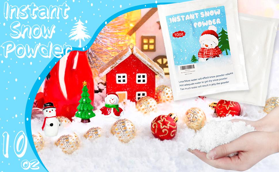 10oz Instant Snow Powder,Add Water Grows to 100x,Make 10 Gallons of Fake Snow,Christmas Tree Artificial Snow Decor Crafts for Sensory Activity Winter Holiday Party Supplies