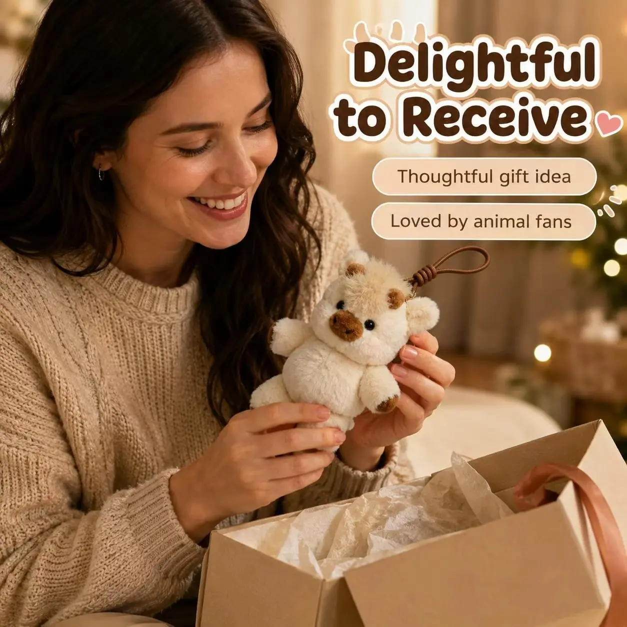 Cute Running Cow Plush Hanging Ornament, Adorable Decorative Accessory, Perfect for Home Décor, Festive Gift Idea, Soft and Cozy Design