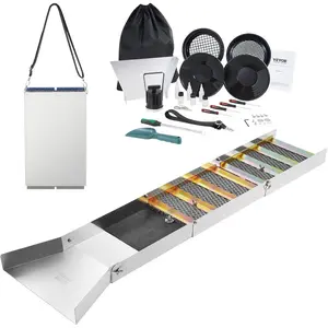 VEVOR Complete Sluice Box Gold Panning Kit, 50 Folding Aluminum Alloy Gold Mining Equipment, 23 PCS Gold Prospecting Kit with Gold Pan, Classifier Screen, Separating Magnet, Backpack and More