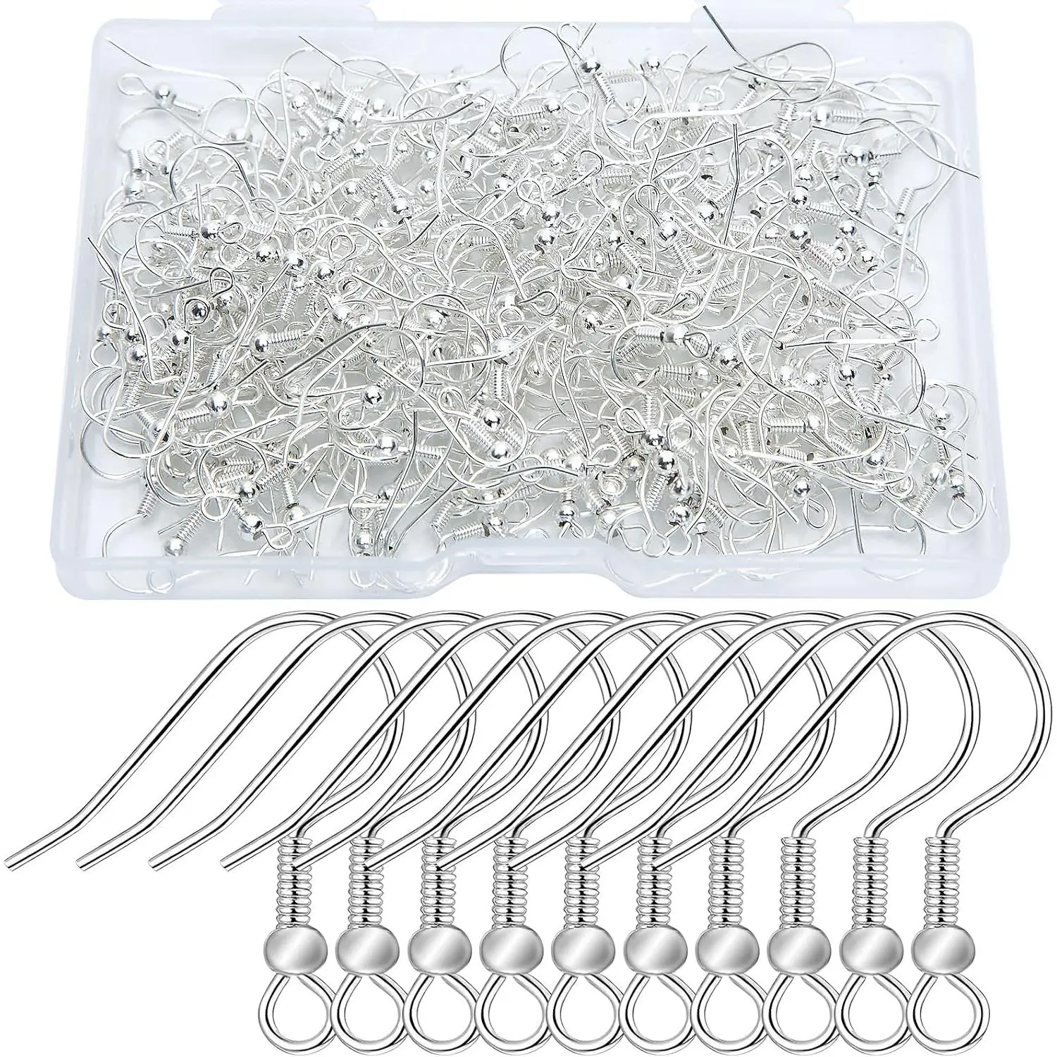 240 count Earring Hooks,Hypo-allergenic Fish Earring Hooks,Jump Rings  Findings Making Kit for  Making Featuring Ball and Coil Tips()