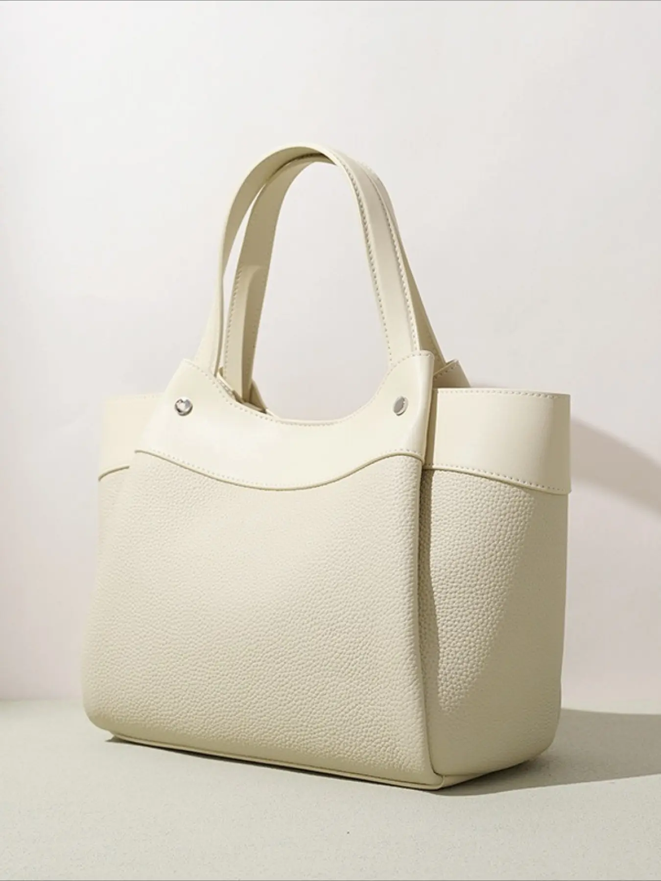 New first-layer cowhide vegetable basket bag casual simple tote shoulder bag high-end fashion light luxury leather handbag