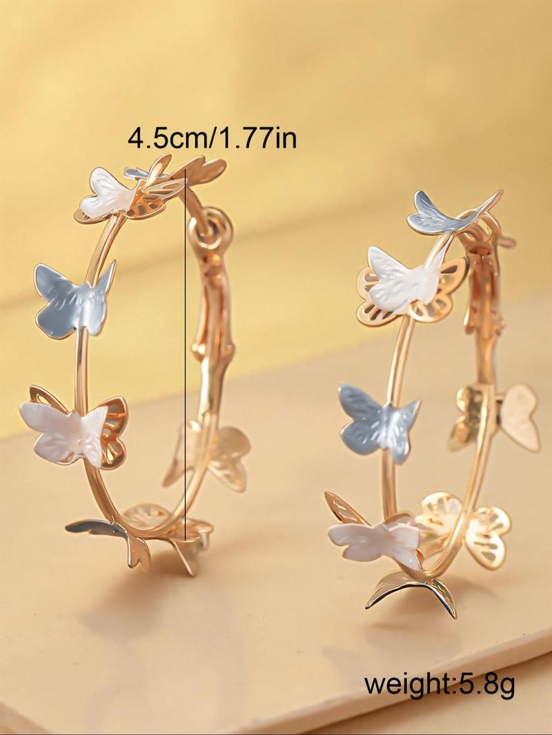 Butterfly Design Hoop Earrings, Fashionable Multilayer Earrings for Women, Daily Use, Fashion Jewelry Accessories, Trendy All-match & Exquisite Jewelry for Birthday Gift