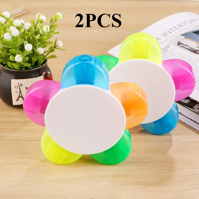 2 Pcs 3 Colors/5 Colors Marker Pen, for Adults & Kids,School Supplies,Flower/Triangle Shape,Personality Highlighter