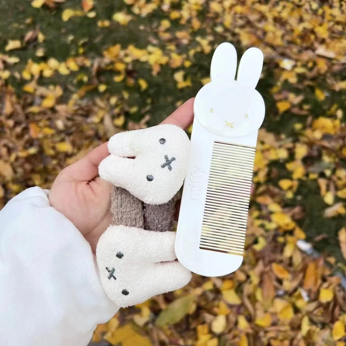 Kawaii Anime Miffy Rabbit Comb Cute Cartoon Portable Pocket Comb Smooth Hair Anti-static Multi-toothed Bangs Comb Gift for Girls