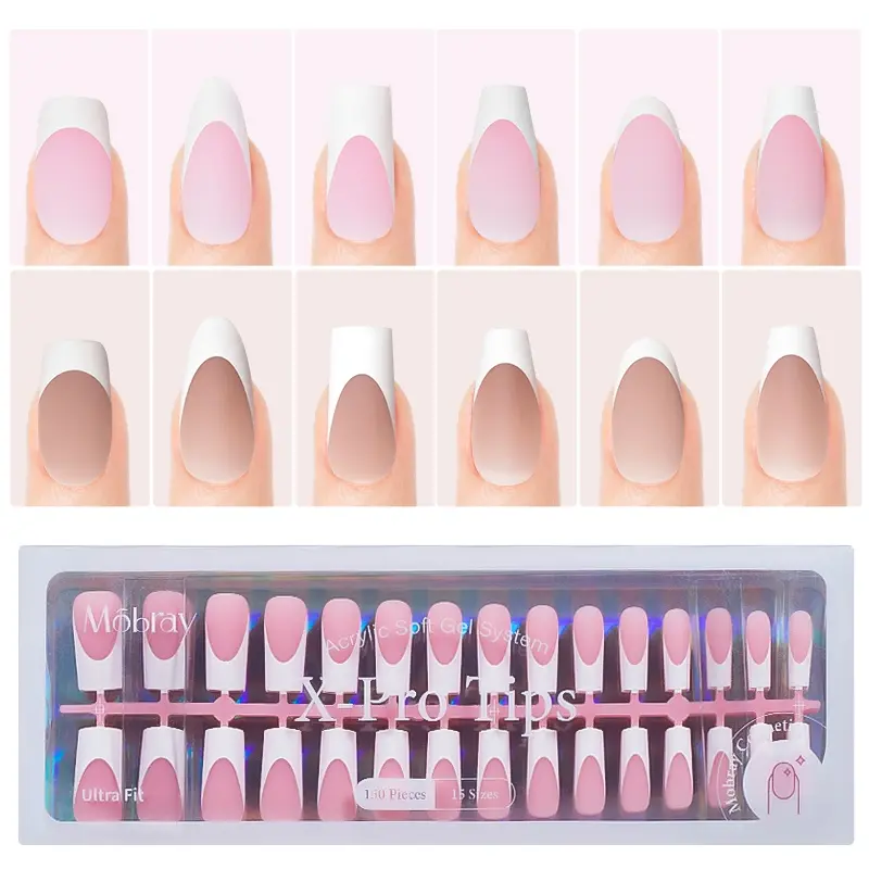 150/160pcs Luxury French Wear False Nail Tips Set, Nude Pink Brown Ballet Middle Length, Pure Color Matte Finish, Professional Salon Quality, Stick On Nails