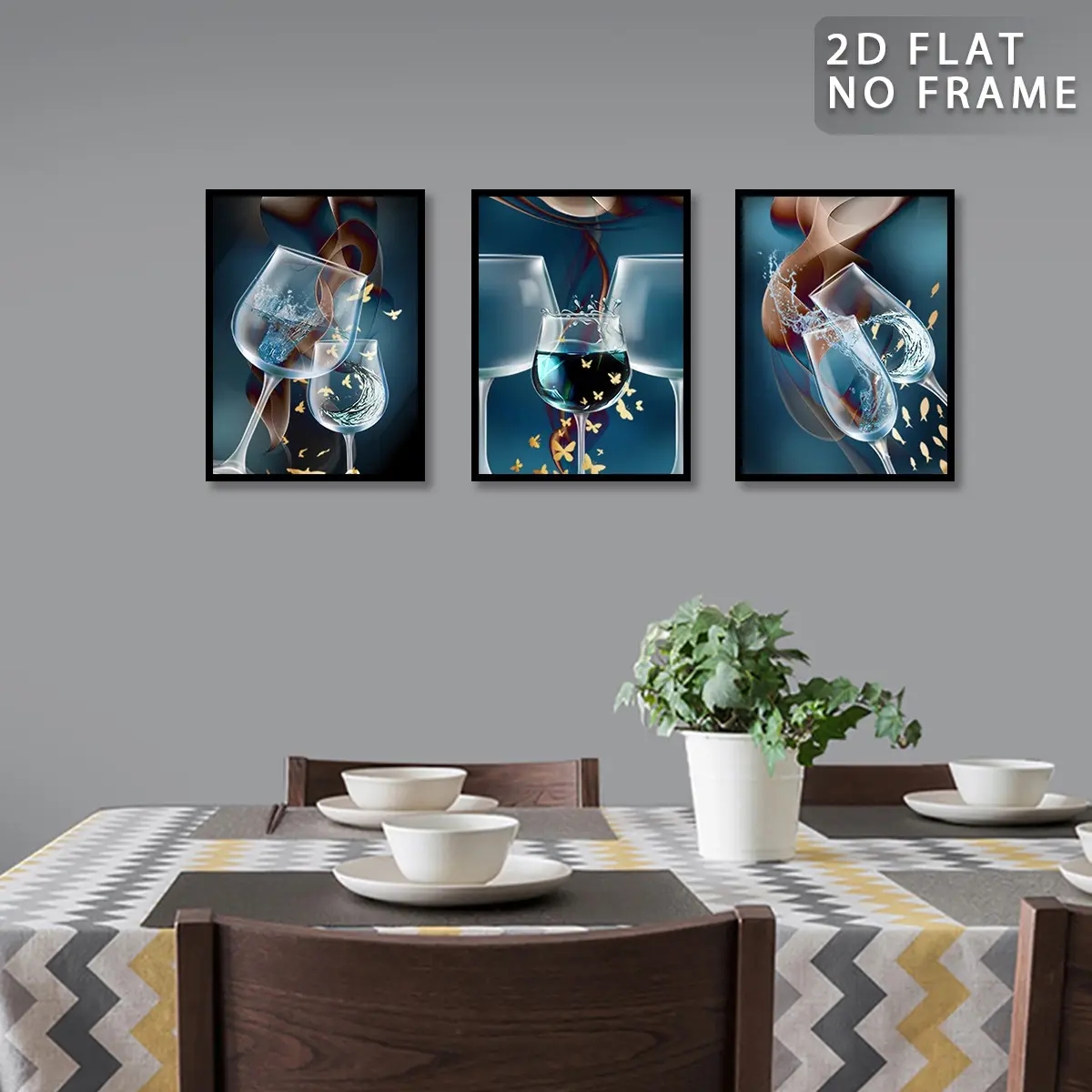 Wine Glass Pattern Unframed Painting, 3 Counts/set Modern Canvas Wall Art, Wall Art Decoration, Artwork For Walls, Wall Decor for Home Living Room Bedroom Dining Room Kitchen Office Hanging Wall Art