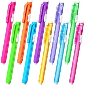 10 Pack Retractable Click Mechanical Eraser Pens, Pen-Style Erasers for Drawing, Art, Drafting, Sketching, Suitable for Adults & Kids, Ideal Office School Supplies, Multicolor