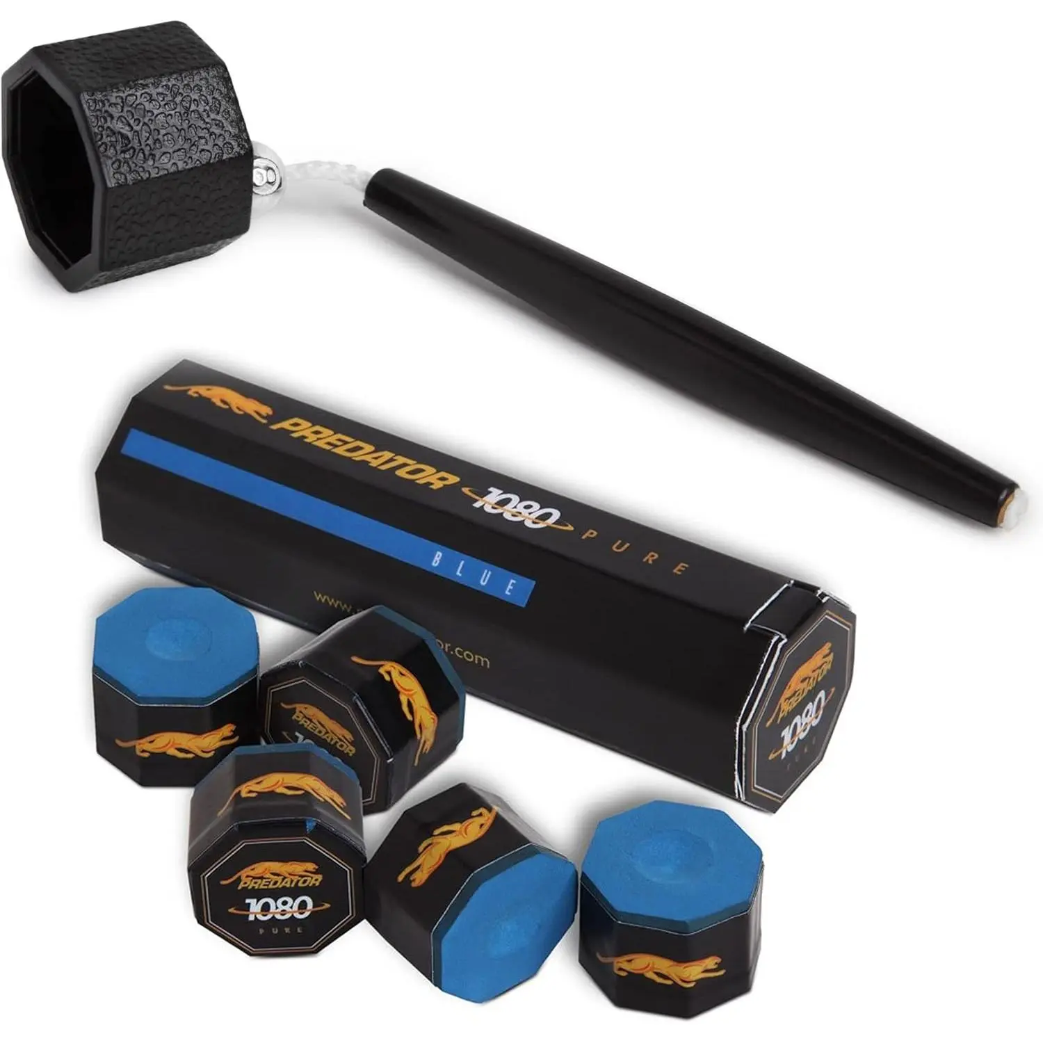 Octagon Pocket Chalker Chalk Holder Black + 1 Tube/5 pcs of Predator Chalk Octagon Pocket Chalker Chalk Holder Black + 1 Tube/5 pcs of Predator Chalk