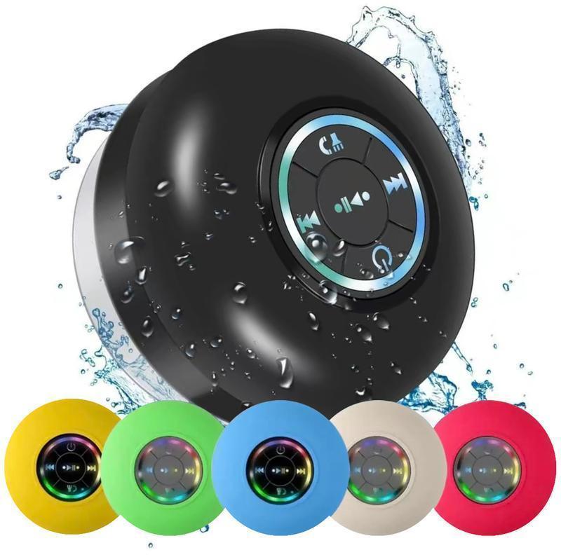 Mini Bluetooth Shower Speaker with LED light, Portable IPX4 Waterproof, Hands-Free Speakerphone. Rechargeable Using Micro USB, Wireless Stereo for Beach, Shower & Home Mini Bluetooth Shower Speaker with LED light, Portable IPX4 Waterproof, Hands-Free Speakerphone. Rechargeable Using Micro USB, Wireless Stereo for Beach, Shower & Home