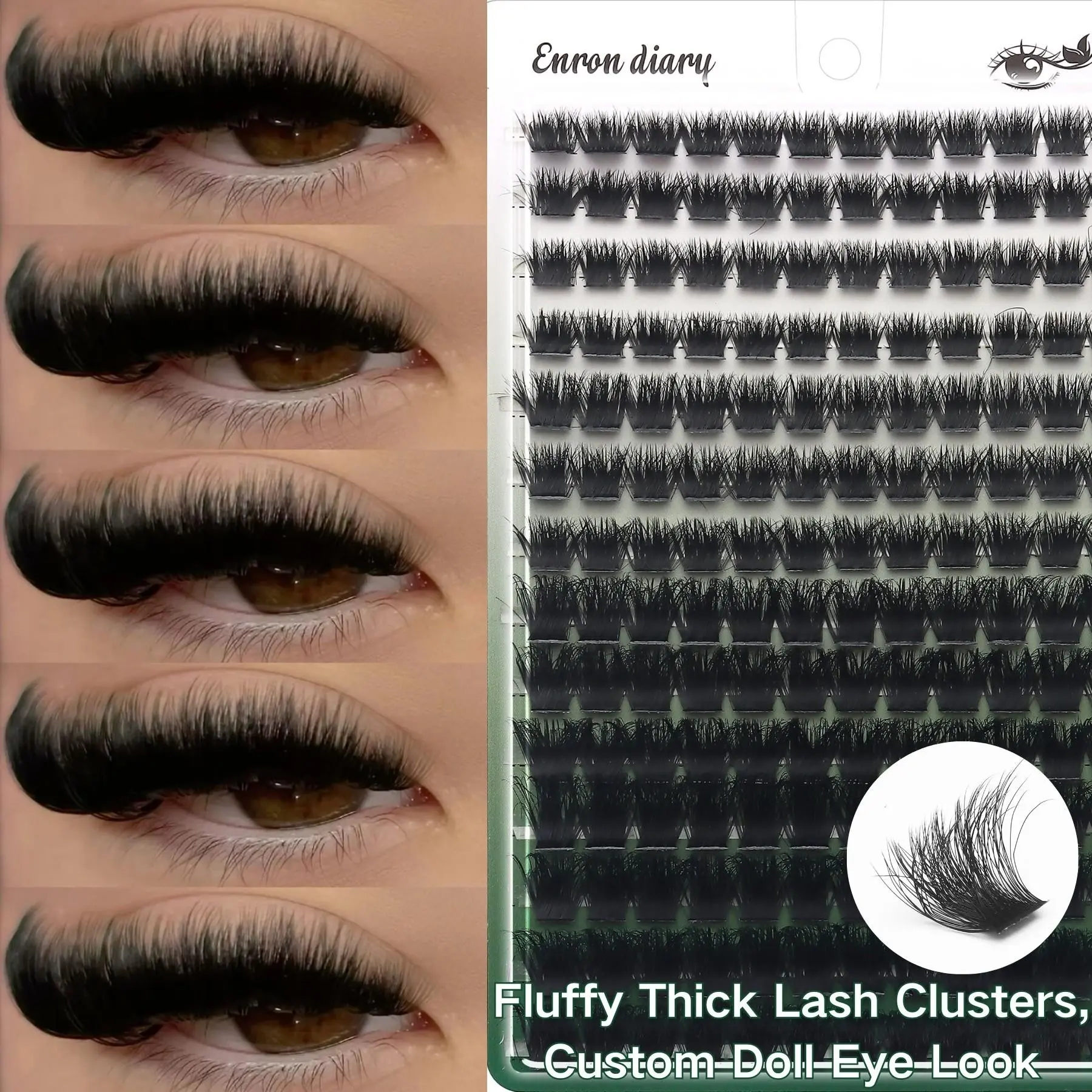Thick Fluffy Individual Cluster Eyelashes, Mixed 10-18mm Multi-length Volume Lash Clusters, Ultra Soft Lightweight Flexible Thin Band, Beginner Friendly Easy DIY Lash Extensions, Reusable Long Lasting Curly Dramatic Doll Eye Makeup