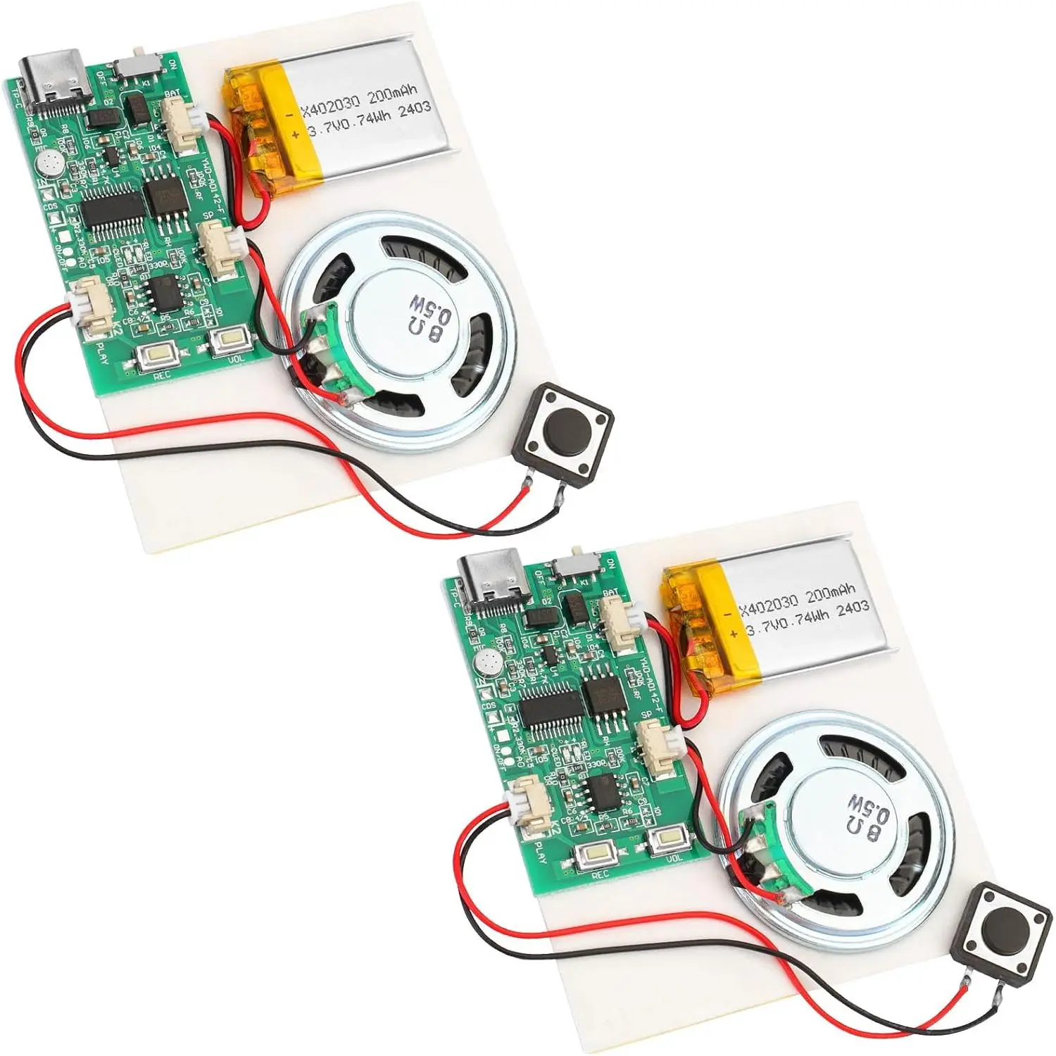 2 count Programmable Sound Recorder Module - DIY  Voice Recording Module Chip with Speaker, Can Recording 16 Minutes Sound  for Personalized Greetings, Holiday Crafts Cards