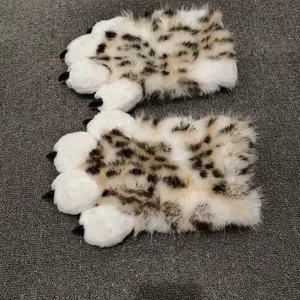 Fursuit Leopard Print Kigurumi Cat Paws Cartoon Plush Furry Cosplay Kig Costume Nail Tiger Claws Full Finger Performance Props